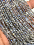 Labradorite 3M Round faceted beads,Micro faceted beads in length 15 Inch . natural gemstone , origin is Madagascar