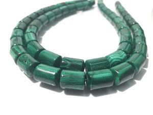 8x12 mm Malachite Tube Beads , Length of strand 40 cm - Top Quality , Natural Malachite Cylinder Beads- Malachite Barrel Beads