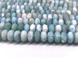 8mm Larimar Faceted Rondelle (20 cm Length )- Natural Larimar Roundel Beads- Origin Dominican Republic