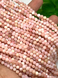 Pink Opal Faceted 4MM Round size, Super Quality , Natural PInk Opal beads , Micro faceted gemstone beads. origin from Peru