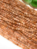 Sunstone 3M faceted Round top quality , 15 Inch Strand- Sunstone Round Faceted , Micro faceted beads .