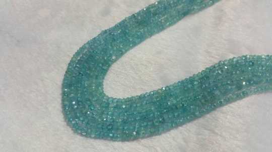 Pack of 5 Strand 3.5MM Aquamarine faceted Rondelles AA grade, Length 13