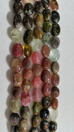 Multi Tourmaline Oval shape 7X9mm , length of strand 14