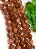 Sunstone Round Beads 14 mm AAAA Quality 40 cm Strand, Top Grade sSunstone Round Beads- Natural sunstone with many flash