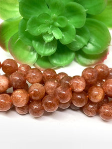 Sunstone Round Beads 10 mm AAAA Quality 40 cm Strand, Top Grade sSunstone Round Beads- Natural sunstone with many flash