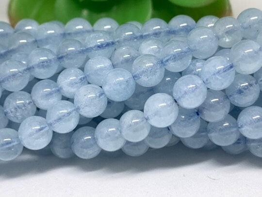 Aquamarine Round 6mm Beads, AAA Quality- Perfect Round Beads- Wholesale Price- Length 40 cm- Blue Aquamarine Beads