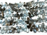 Moss Aquamarine 7X10-12 mm Pear Faceted -Moss Aqua Briolettes, Length 8 inch Top Quality AAAA- Moss Aquamarine Pear Shape Beads