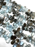 Moss Aquamarine 7X10-12 mm Pear Faceted -Moss Aqua Briolettes, Length 8 inch Top Quality AAAA- Moss Aquamarine Pear Shape Beads