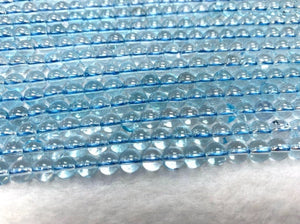 6mm half Strand Blue Topaz Round Beads- Top Quality, Length 20 cm - 100% Natural Blue Topaz Beads