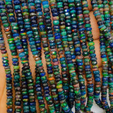 Black Ethiopian Opal 5 MM Faceted Roundel - Ethiopian Opal Faceted Rondelles- AAA Quality Beads , length 16 Inch
