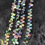 ETHIOPIAN OPAL SMOOTH Pear Shape Briolette , Size 5X7M 8" Inch Strand , Strong fire , Dyed Blue Ethiopian Opal , Gemstone Briolette