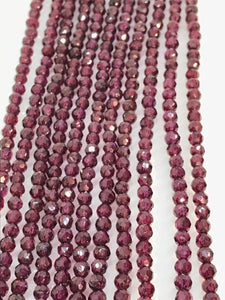 4MM Garnet Purple Faceted Round , Red Garnet round Faceted beads ,Top Quality, Micro cut beads , length 16"