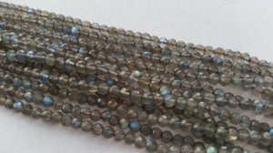 Labradorite Round Faceted Beads 3.5-4mm , Good Quality with blue shining- 13 Inch Length