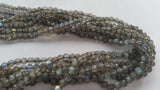 Labradorite Round Faceted Beads 3.5-4mm , Good Quality with blue shining- 13 Inch Length