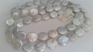 14MM FreshWater Pearl Coin , Natural White Pearl , Length 15.5 inch Pearl Coin ,Flat Coin Top Quality