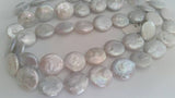 14MM FreshWater Pearl Coin , Natural White Pearl , Length 15.5 inch Pearl Coin  ,Flat Coin Top Quality