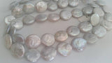 14MM FreshWater Pearl Coin , Natural White Pearl , Length 15.5 inch Pearl Coin ,Flat Coin Top Quality