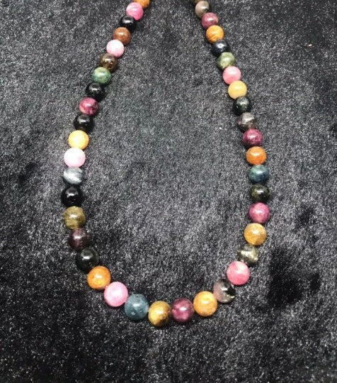 7MM Multi Tourmaline Smooth Round beads. Fine quality beads , Length 15 Inch code #CT