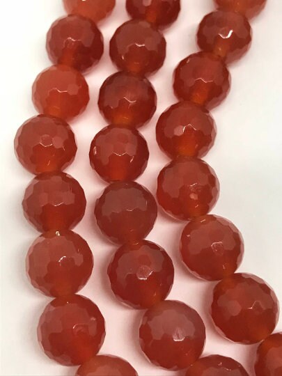 Carnalian 6 M faceted Round beads, Top Quality perfect round shape . deep Orange color