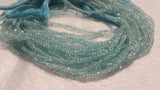 Aquamarine Pack of 2 Strand, Aquamarine faceted Rondelles AAA grade, size 3-3.5mm, Length 13.5" Machine cut