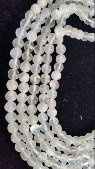 White Moonstone Round Beads 7mm , Length 15