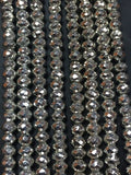 8mm Pyrite Faceted Silver Coating Roundel , Beautiful beads, Length 14", Pyrite Faceted Beads