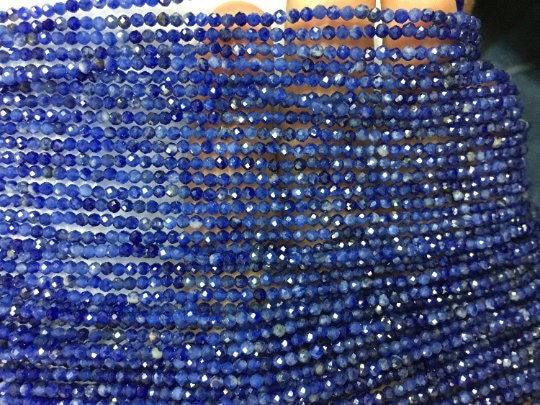 25 Strands Pack Sodalite faceted Round 2-2.5mm, Length 14