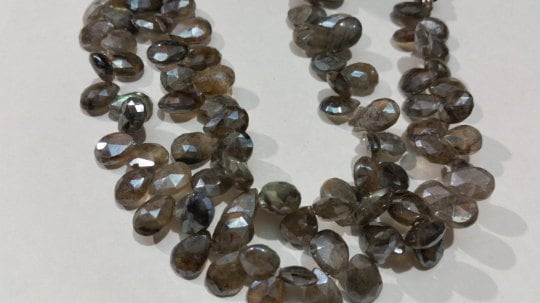 Labradorite Coating Faceted Pear briolette shape approx 8x10mm - Good Quality Beads