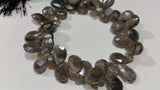 Labradorite Coating Faceted Pear briolette shape approx 8x10mm - Good Quality Beads