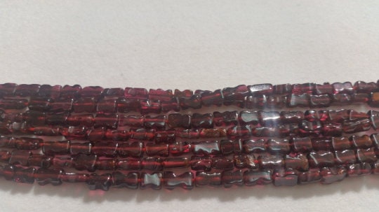 Garnet Rectangular Side Carving Shape 4x6MM- length 16 nches