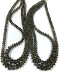 15" Strand, Black Rutile Roundel Beads, Black Rutilated Quartz, 5.5mm to 11mm size, 6mm to 13mm size, Fine Quality