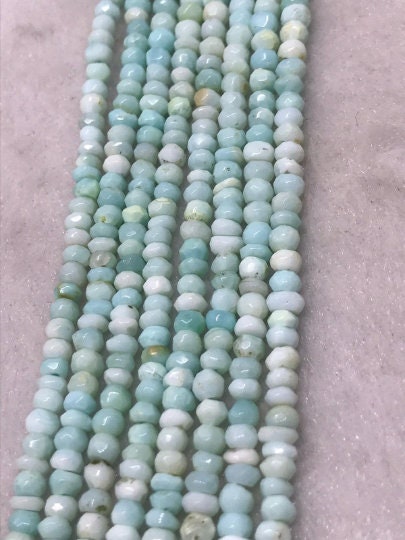 Peruvian Opal Faceted Rondelles 3 - 3.5mm size, Super Quality beads- Peruvian Opal Beads Length 13 Inch