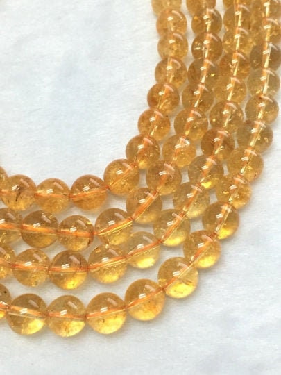 Citrine 10MM Genuine Citrine Quartz Round Beads size, Super AAA Quality , 15.5 Inch Strand Wholesale Price
