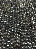 8 mm Black Spinel Round Faceted Beads, Black spinel Faceted Balls, Length 13 Inch