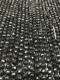 6mm Black Spinel Round Faceted, Black spinel Faceted Balls, length 13.5 inch