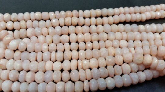 9mm Peruvian Pink Opal faceted Rondelles , Top quality beads , Length 13.5Inch , Pink Opal