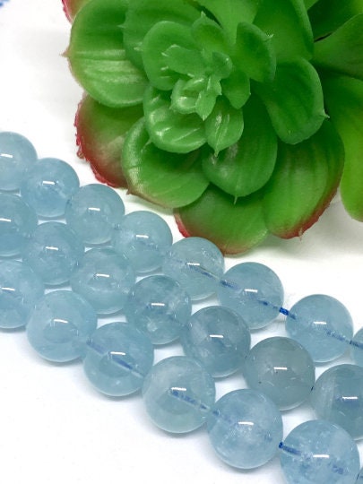 Aquamarine 14mm, Aquamarine Round AAA Quality Perfect Round Beads- Wholesale Price- Length 40 cm- Blue Aquamarine Beads- Aqua Round Beads