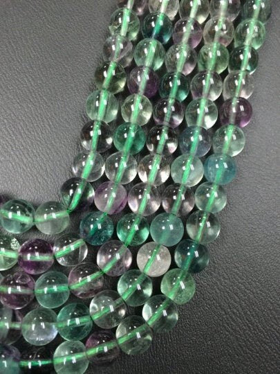 Fluorite 8MM  Round Beads, Purple & Green Smooth, Top Quality, Transparent Beads, Gemstone Round beads