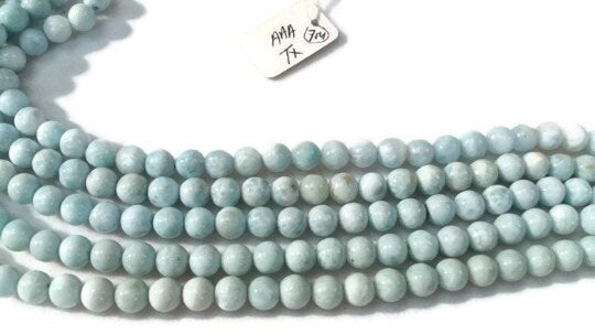 7MM Smooth Round Larimar Beads, Length 40cm AAA Quality Larimar , good Quality larimar necklace
