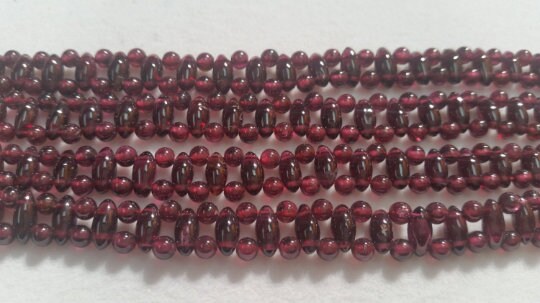 Garnet Rice Double Drill with Round Beads. Length 16