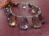 Ametrine 8 Inch SUPERB FINEST QUALITY Ametrine Faceted Pear Briolettes 13x20mm to 15x23mm size