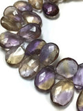 Ametrine 8 Inch SUPERB FINEST QUALITY Ametrine Faceted Pear Briolettes 11x15mm to 11x16mm size- 34 Beads approx