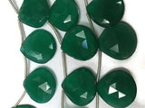 10pcs- 18x18mm- Green Onyx Faceted Heart Shape Briolette- Beautiful Deep Green Onyx