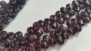 Garnet Pear Buff shape , Garnet Smooth Shape , Length in 16'' And Size Around 8x10MM  , Natural Red garnet