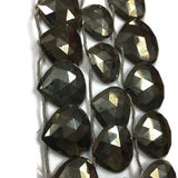 20-26mm -Pyrite faceted Heart Briolettes, Natural Pyrite Beads- 7 Briolettes