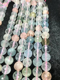 10MM Half strand Aquamarine faceted Round AAA grade, , Length 7.5" Machine cut top quality round beads.