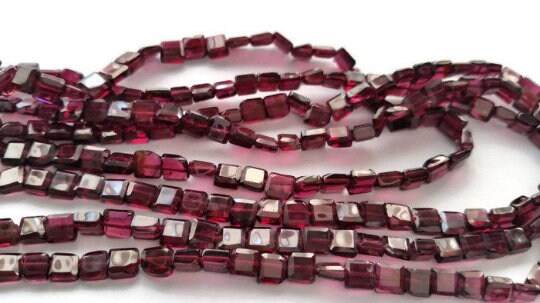 Natural Purple Garnet Faceted Square Shape of 5mm , Length is 15