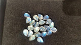 4X6MM Pear Rainbow Moonstone Smooth Cabs, Pack of 6 Pc. Good Quality Cabochons Code AAA50