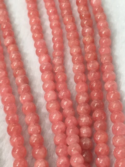 4 MM RHODOCHROSITE  Round Beads, 5A Grade, Rare Available Quality , Length 40cm