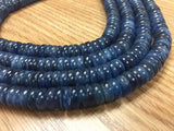 Blue Kyanite Roundel 8 mm, Top Quality - Kyanite beads- Kyanite Rondelle AAA Quality , Dark Color , 40 cm Length